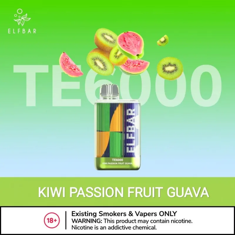 ELF BAR TE6000 PUFFS KIWI PASSIONFRUIT GUAVA DISPOSABLE IN DUBAI