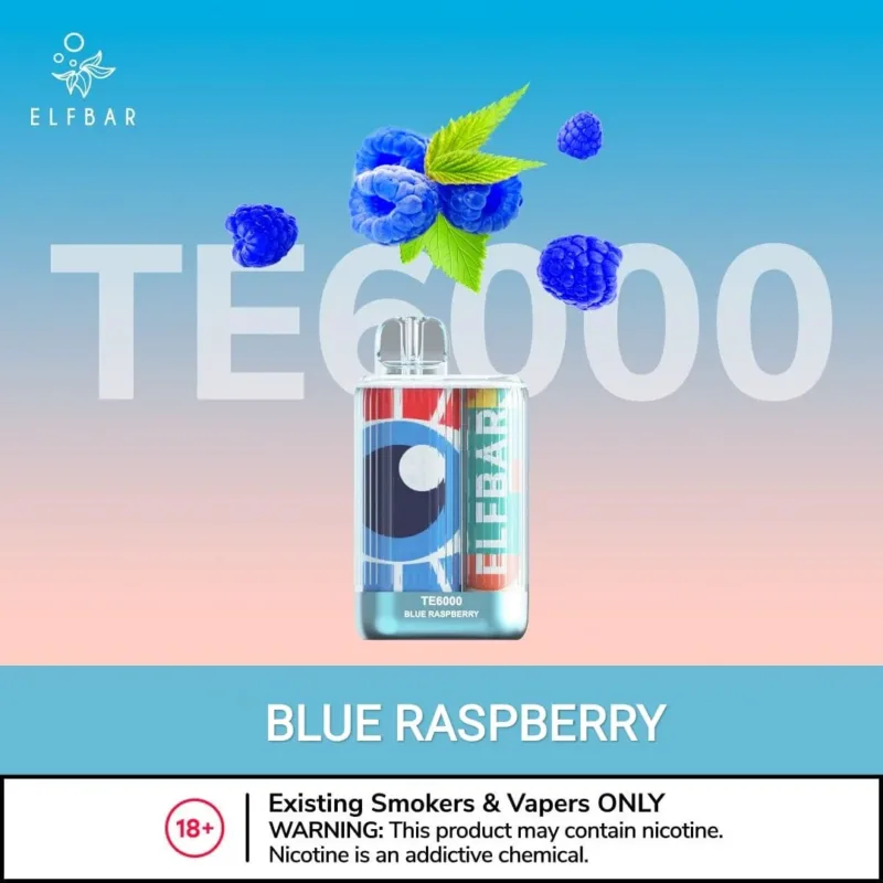 ELF BAR TE6000 PUFFS BLUE RASPBERRY DISPOSABLE IN DUBAI