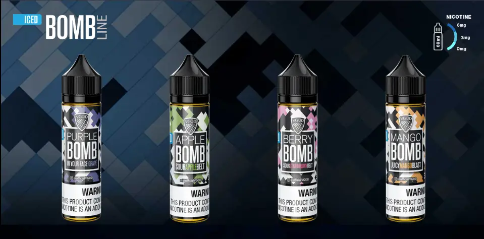 VGOD E-LIQUID 12MG 60ML Iced Bomb line flavors