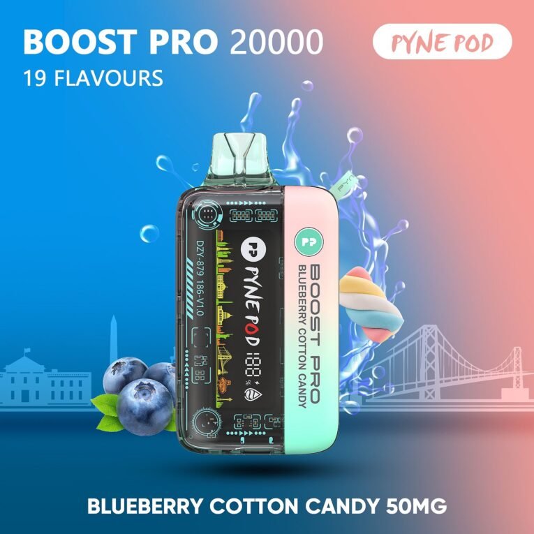 Pyne Pod Boost PRO 20K Blueberry Cotton Candy Disposable Vape 50mg