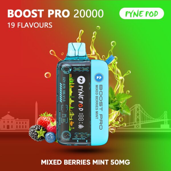 Pyne Pod Boost PRO 20K Mixed Berries Mint Disposable Vape 50mg