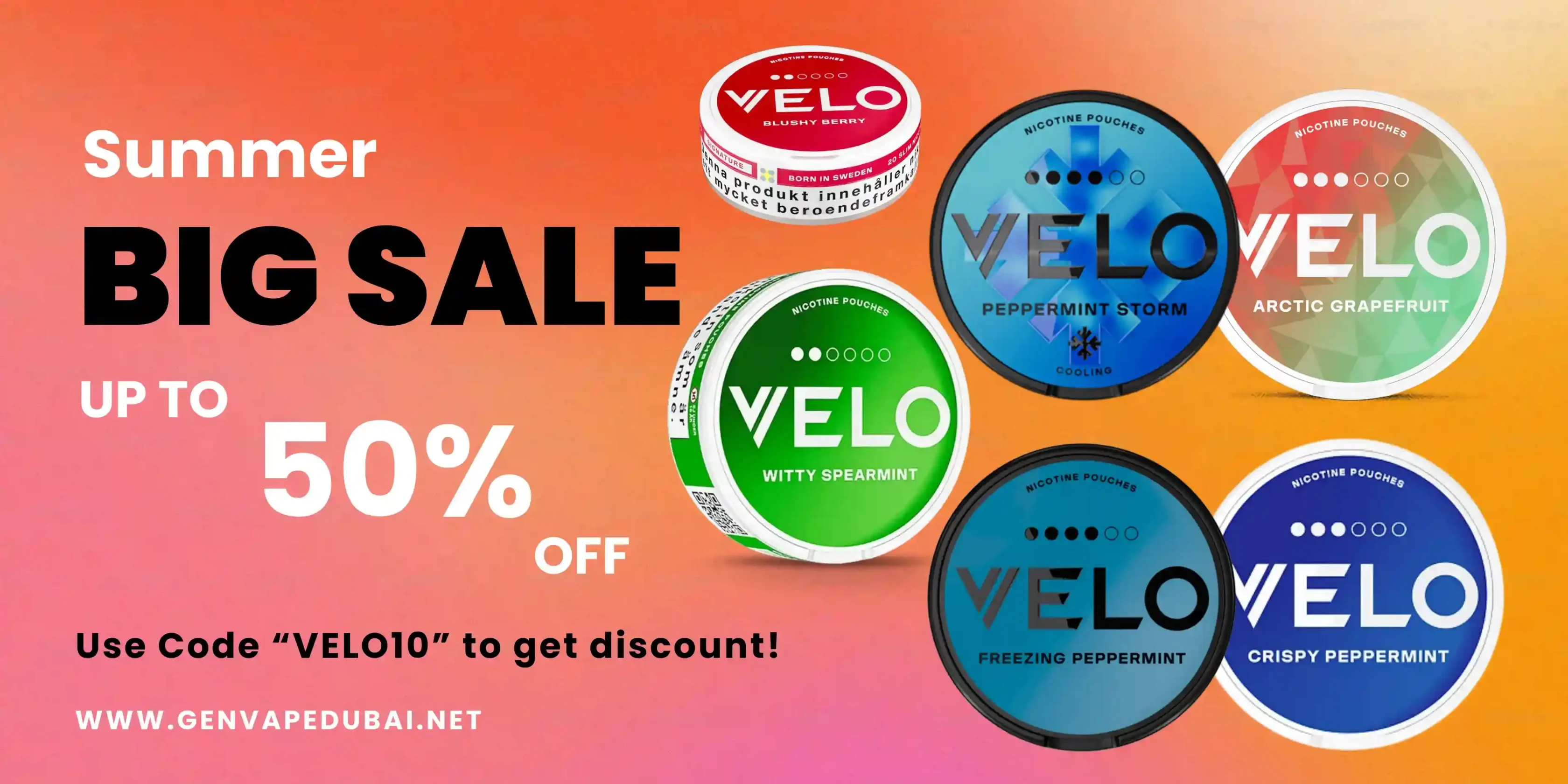 VELO offer banner image Gen Vape Dubai
