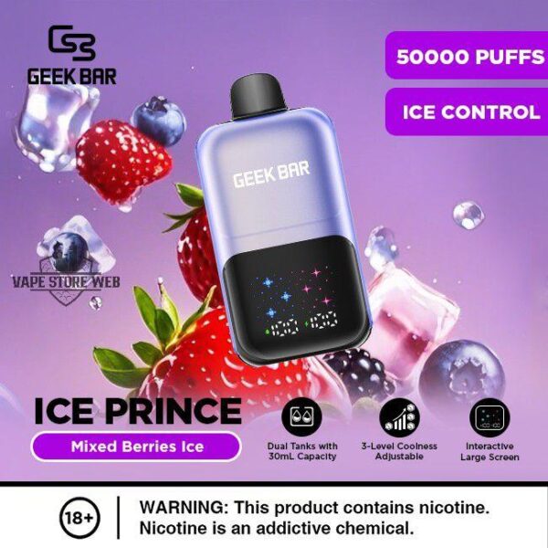 Geek Bar Ice Prince 50000 Puffs Mixed Berries Ice Disposable Vape Gen Vape Dubai