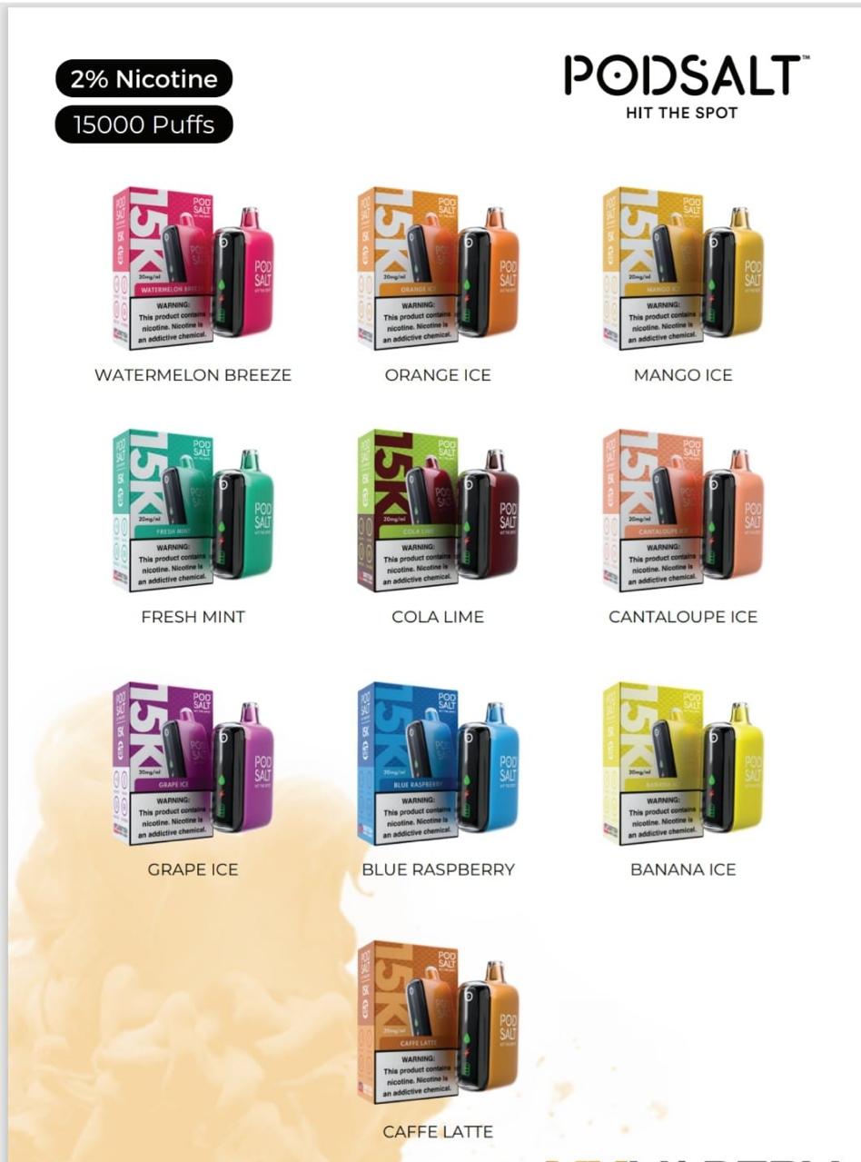 Podsalt 15000 Puffs 20mg Nicotine Disposable Vape Flavour Image in Gen Vape Dubai