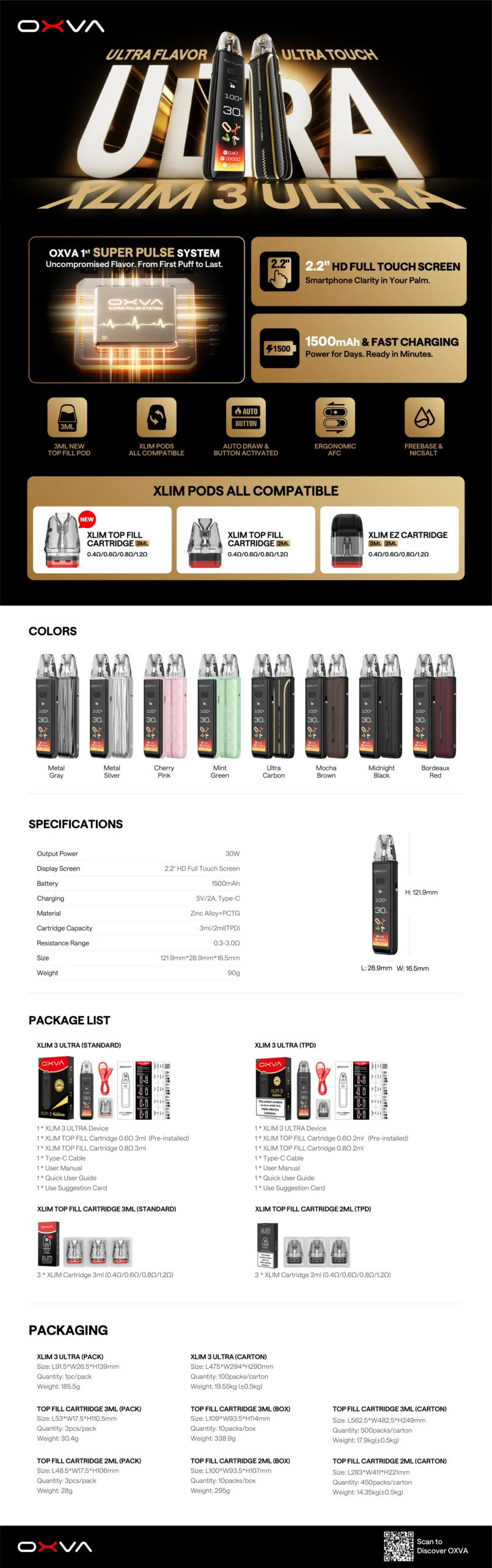 OXVA Xlim 3 Ultra Pod Kit 30W Full Feature Image Gen Vape Dubai