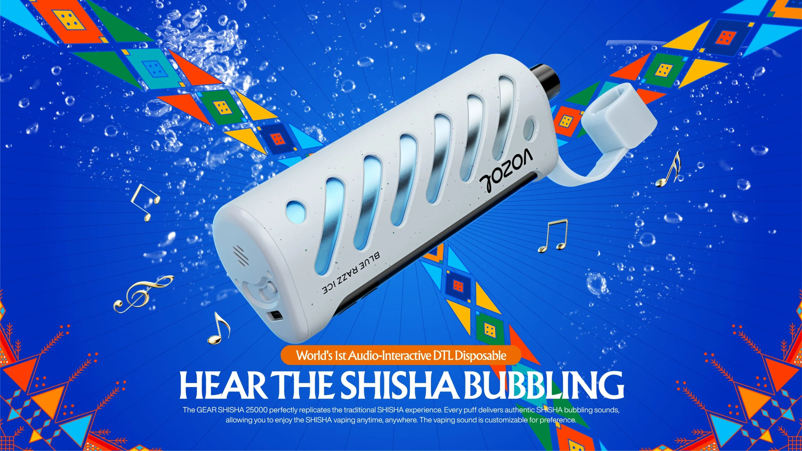 Vozol Gear Shisha 25000 Puffs Audio Interactive Disposable Vape Dubai UAE.